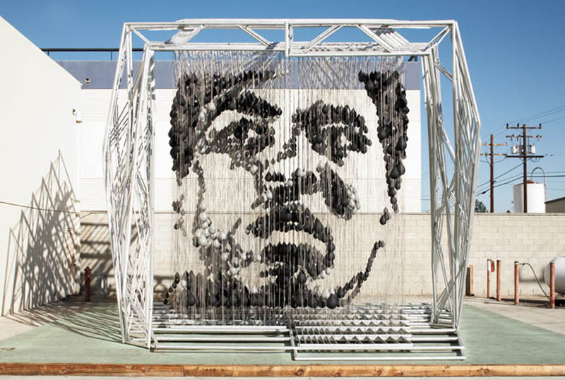 muhammad ali made out of punching bags michael kalish la nokia plaza 3 Picture of the Day: Float Like A Punching Bag