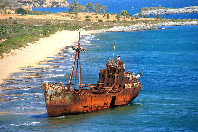 shipwreck yithio town lakonia peloponissos 25 Haunting Shipwrecks Around the World