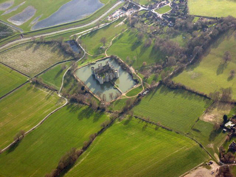 aerial photo of bodiam castle 20 Impressive Moats Around the World