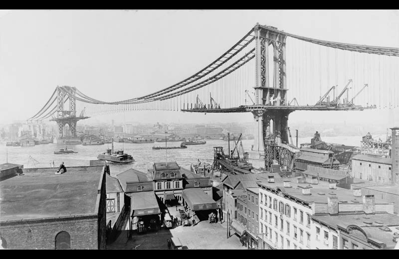building the manhattan bridge black and white vintage construction 1909 Picture of the Day: The Manhattan Bridge Under Construction in 1909