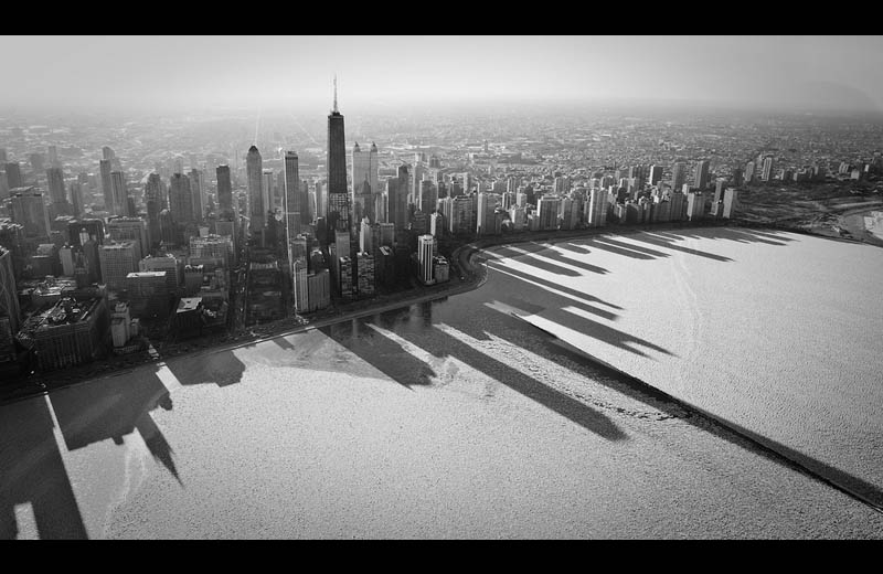 aerial chicago shadow of buildings on lake michigan Picture of the Day: Shadowy Chicago