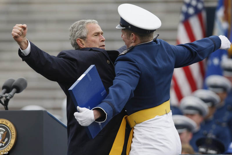 george w bush chest bump This Day In History   July 6th