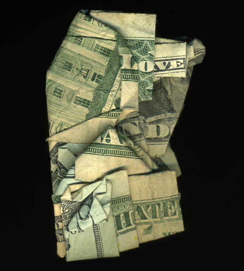 money currency art dan tague love and hate Money Talks: Amazing Dollar Bill Art of Dan Tague [21 pics]