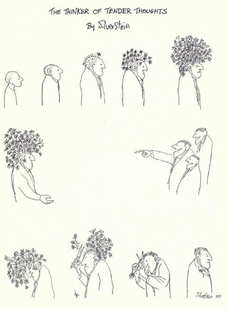 the thinker of tender thoughts by shel silverstein comic flower hair cut The Thinker of Tender Thoughts [Comic Strip]