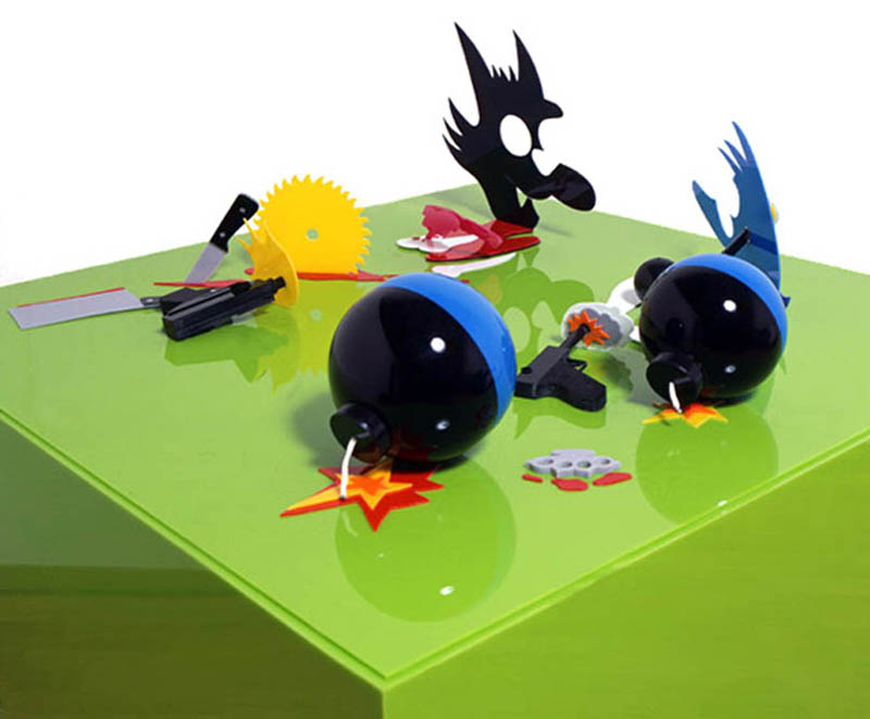 itchy and scratchy perspective sculptures james hopkins 1 Awesome Cartoon Perspective Sculptures by James Hopkins