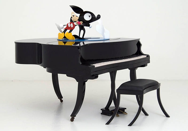 mickey mouse wobbly piano perspective sculpture james hopkins 4 Awesome Cartoon Perspective Sculptures by James Hopkins