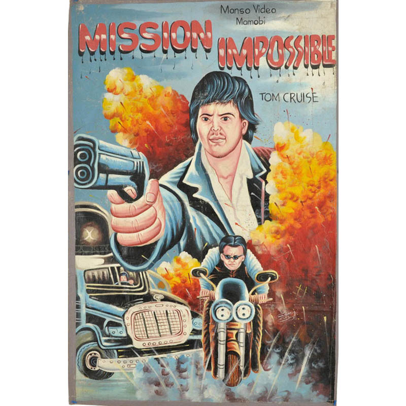 mission impossible bootleg movie poster from ghana David Irvine Continues to Paint the Most Random Characters Into Old Thrift Store Paintings