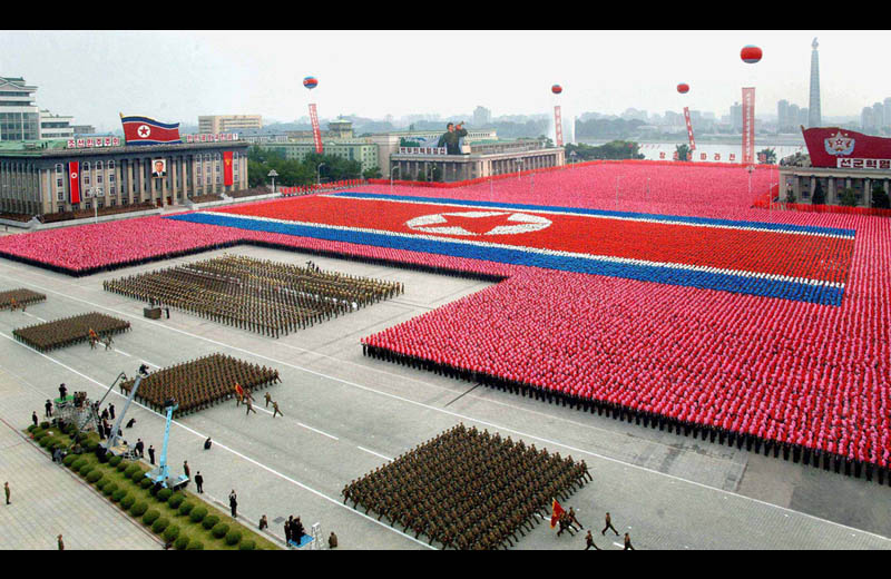 north korean military parade 2011 dprk troops make giant flag Picture of the Day: Massive Military Parade in North Korea
