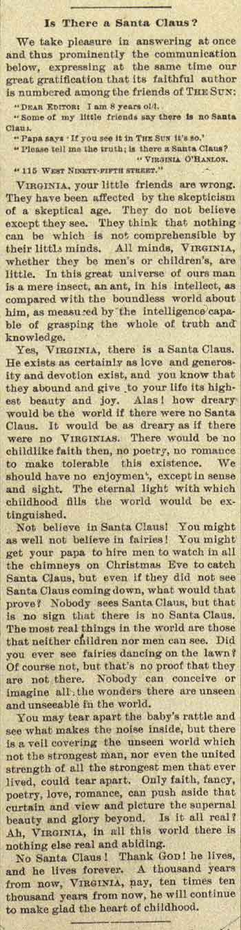 yes virginia there is a santa claus original editorial newspaper clipping This Day In History   September 21st