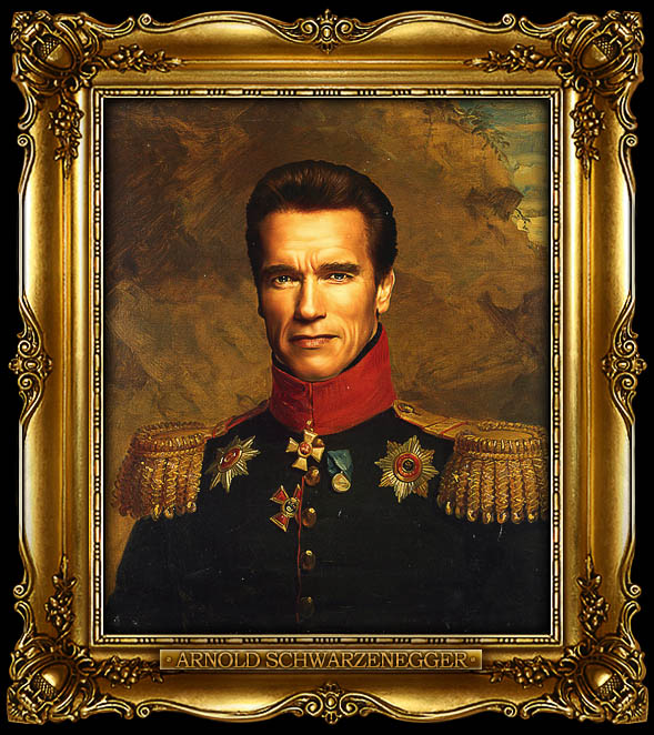 arnold schwarzenegger as russian general portrait 15 Celebrity Portraits Painted Like Russian Generals