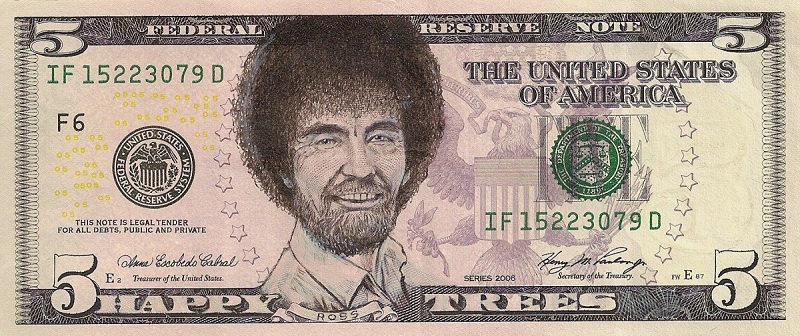 bob ross dollar bill currency cash art This Artist Transforms US Banknotes Into Hilarious Portraits