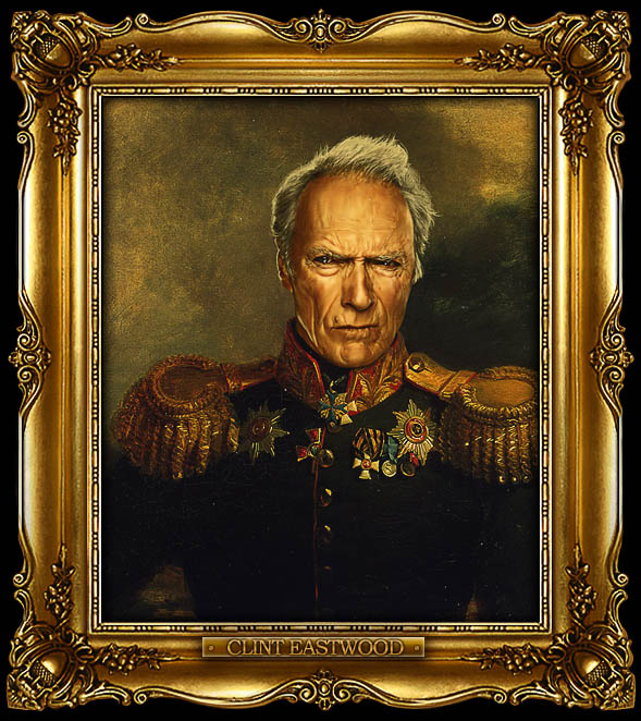 clint eastwood as russian general portrait 15 Celebrity Portraits Painted Like Russian Generals