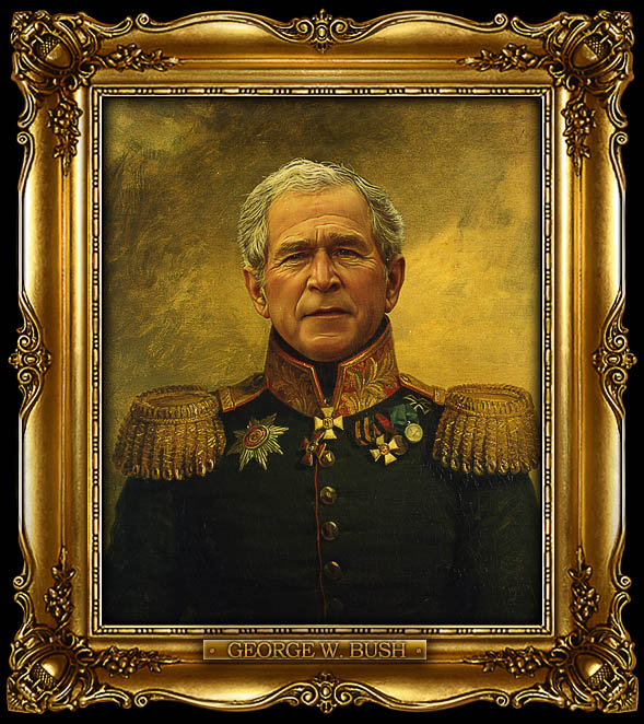 george bush as russian general portrait 15 Celebrity Portraits Painted Like Russian Generals