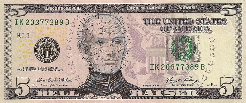 hellraiser dollar bill currency cash art This Artist Transforms US Banknotes Into Hilarious Portraits