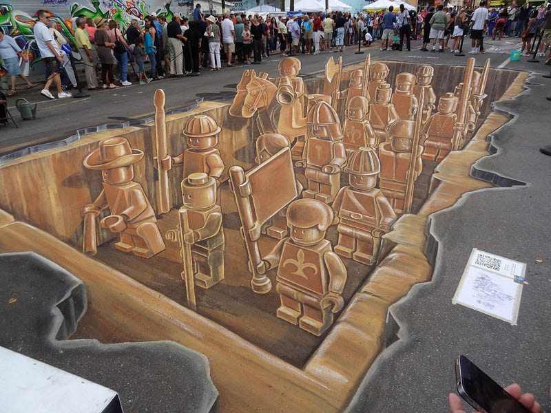 3d sidewalk chalk art lego terracotta warriors army 1 3D Sidewalk Art: Lego Terracotta Warriors
