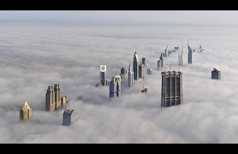 dubai cloud city sheikh zayed road from burj dubai Picture of the Day: Cloud City Dubai