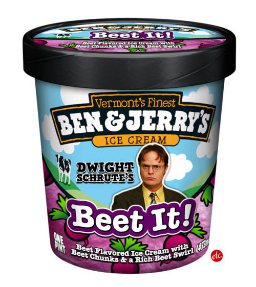 dwight schrute beet it funny ben and jerrys ice cream labels flavors 10 Funny Ben & Jerrys Pop Culture Ice Cream Flavors