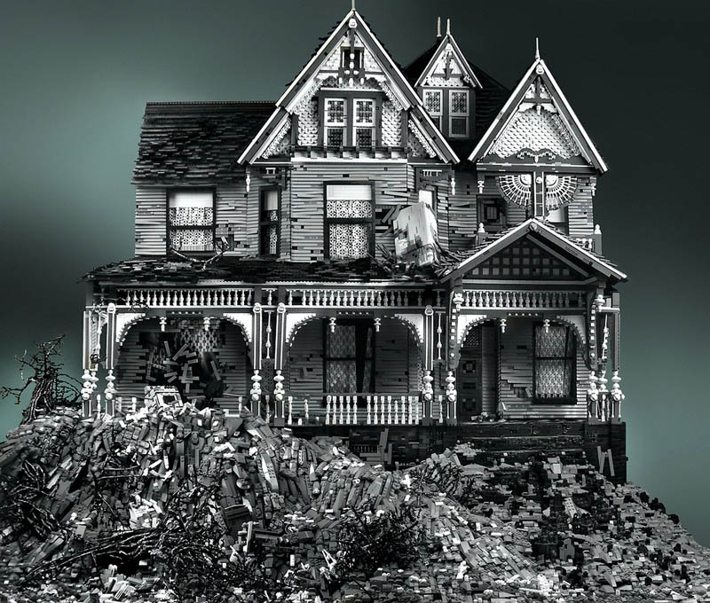 spooky haunted creepy abandoned victorian houses made of legos mike doyle 7 Builders Recreate the Bat Cave Using 20,000 Pieces of LEGO