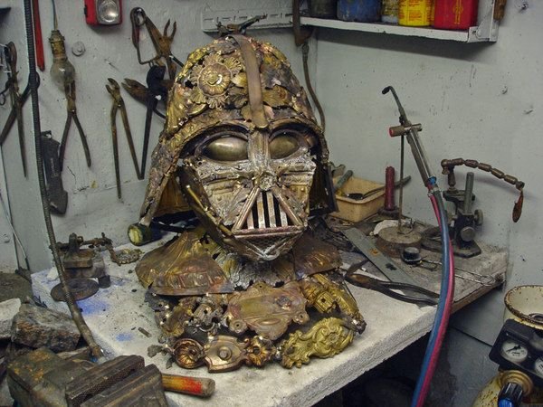 darth vader made from scrap junk bellino alain 1 Darth Vader Mask Made from Scrap Metal