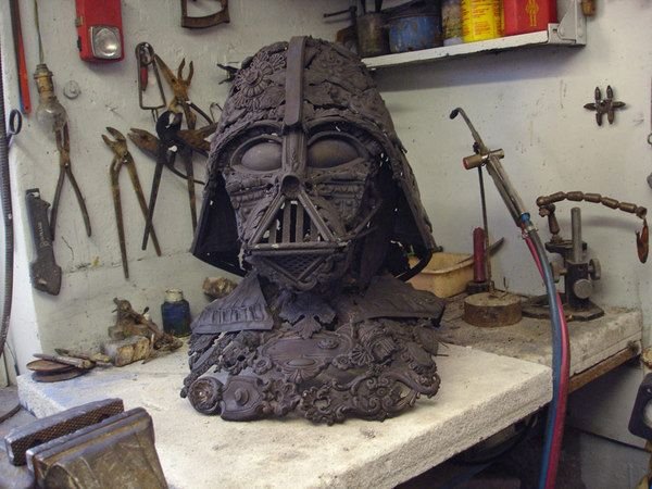 darth vader made from scrap junk bellino alain 2 Darth Vader Mask Made from Scrap Metal