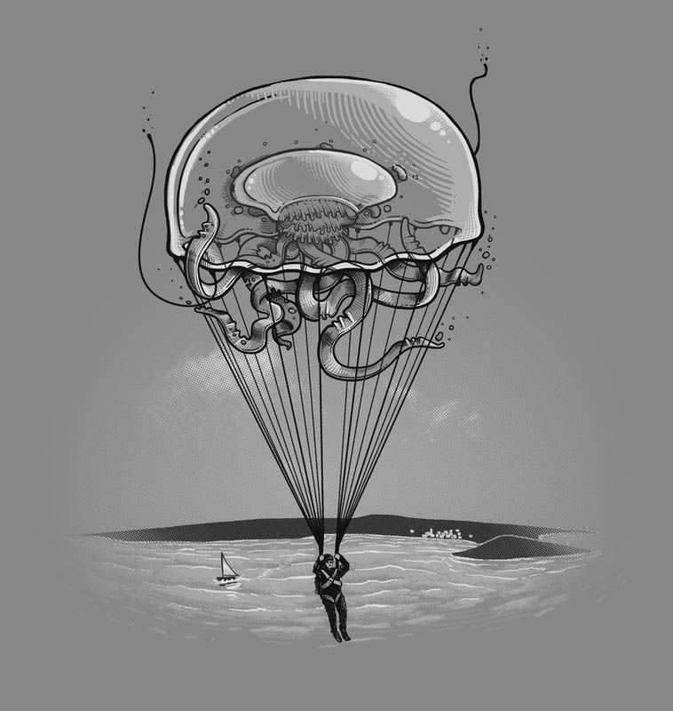 jellyfish baloon 25 Fun Illustrations by Nacho Diaz