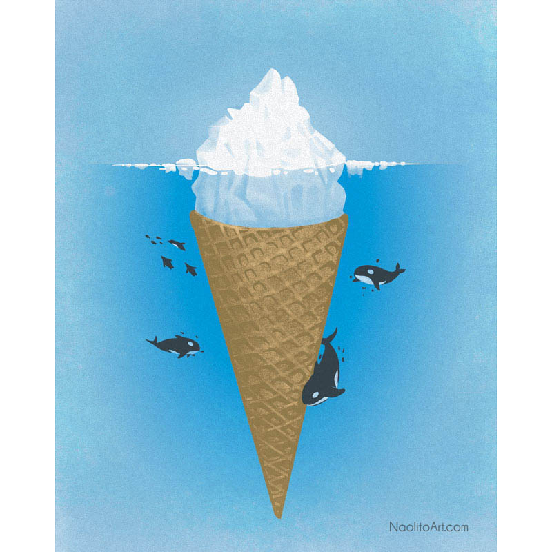 nacho diaz illustration iceberg ice cream cone 25 Fun Illustrations by Nacho Diaz