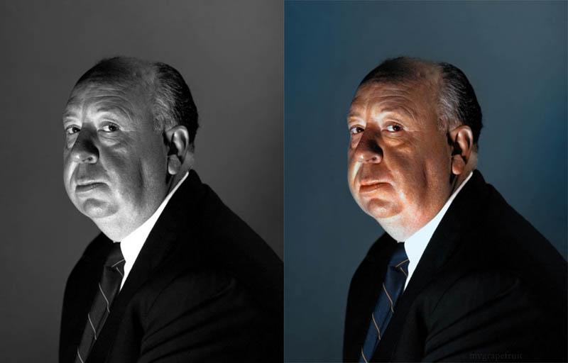 alfred hitchcock portrait colorized 15 Famous Photos in History Colorized 