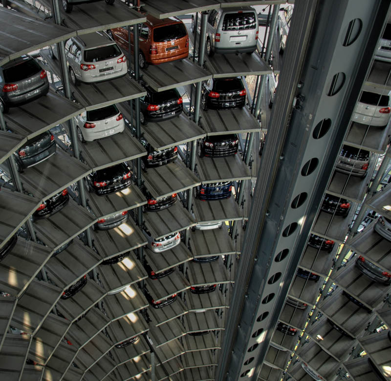 austadt vw car tower germany 5 Volkswagens 800 Vehicle Car Towers in Germany