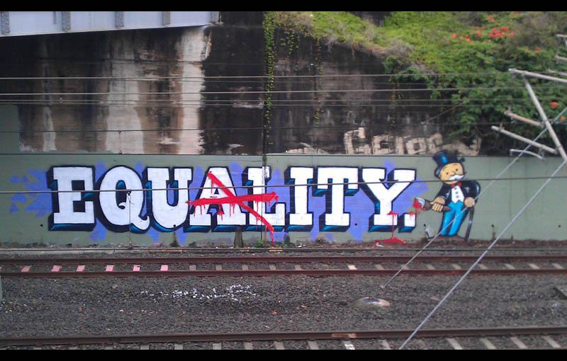 graffiti 1 percent 99 percent equality equity brisbane Picture of the Day: Graffiti by the 1%