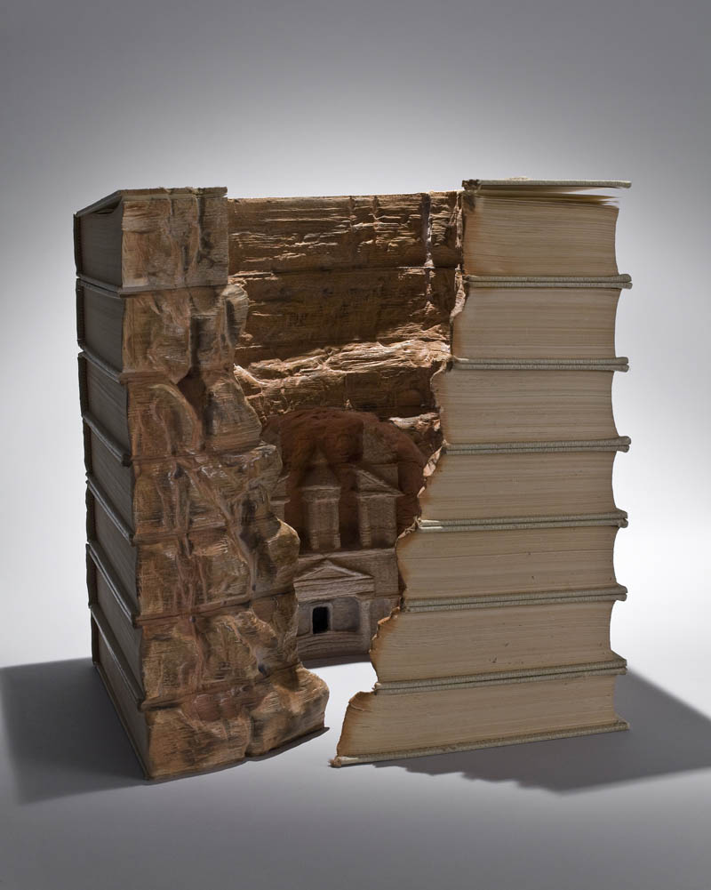 landscapes carved into books guy laramee 4 Artist Designs Books That Fan Out Into 360 Degree Stories