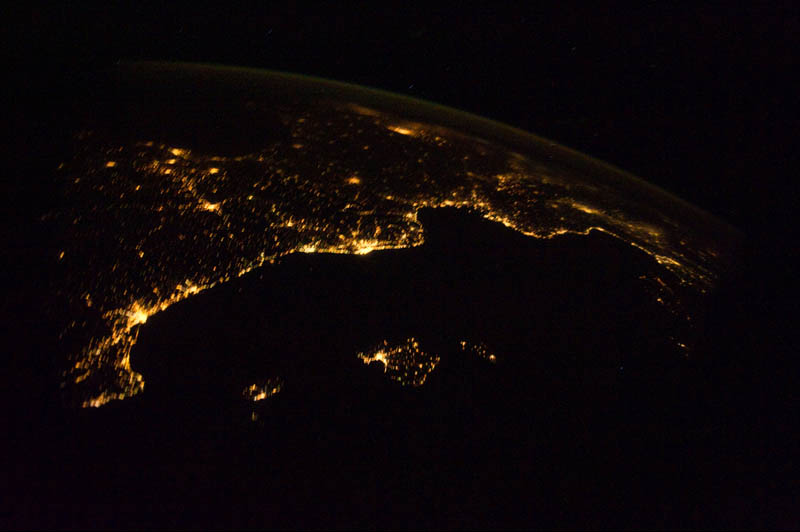 mediterranean riviera at night from space nasa Earth at Night: 30 Photos from Space 