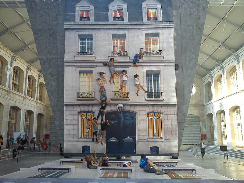 mirrored building art installation interactive france leandro erlich 4 Interactive Art Installation Turns People into Daredevils