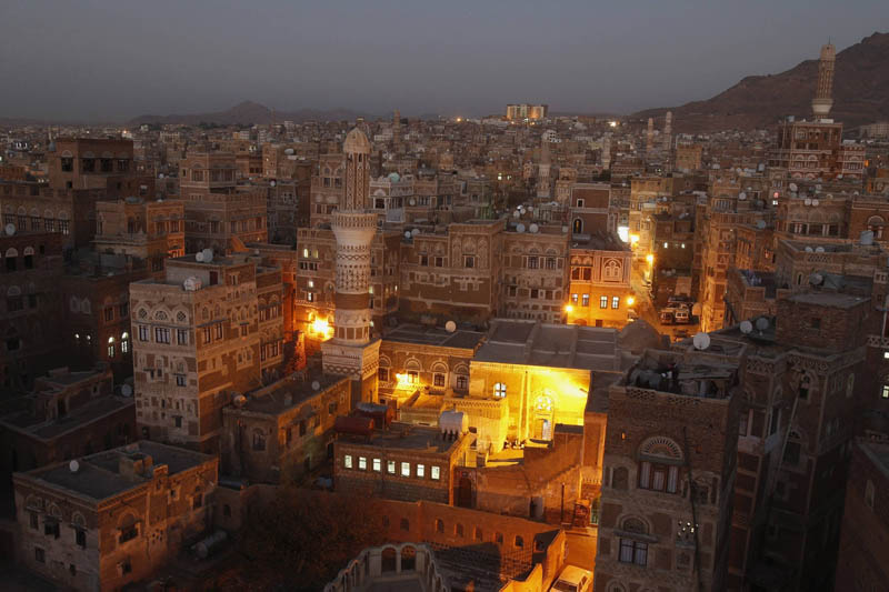 sanaa yemen from above at night aerial Picture of the Day: The Old City of Sanaa at Night