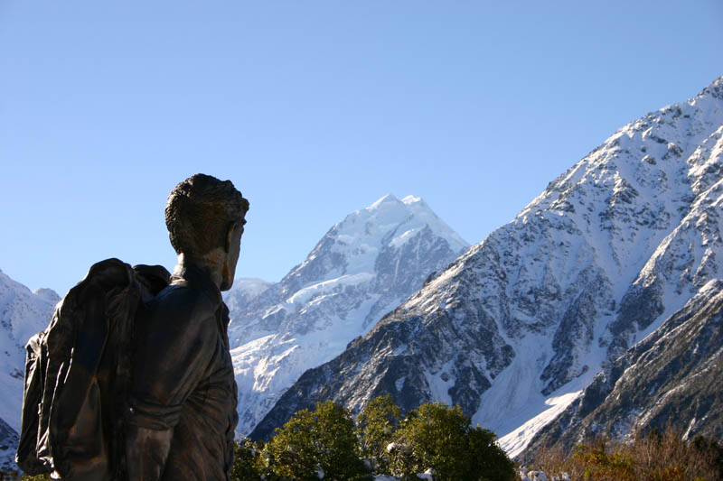 sir edmund hillary statue and mount cook This Day In History   January 11th