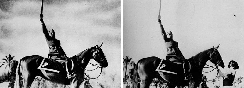 benito mussolini removes horse handler 1942 12 Historic Photographs That Were Manipulated
