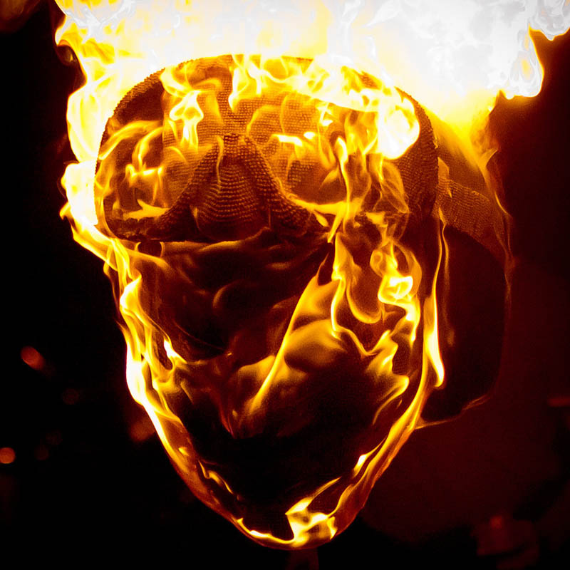 devil head sculpture made of matches set ablaze david mach 13 A Devil Sculpture Made from Matches Gets Set Ablaze