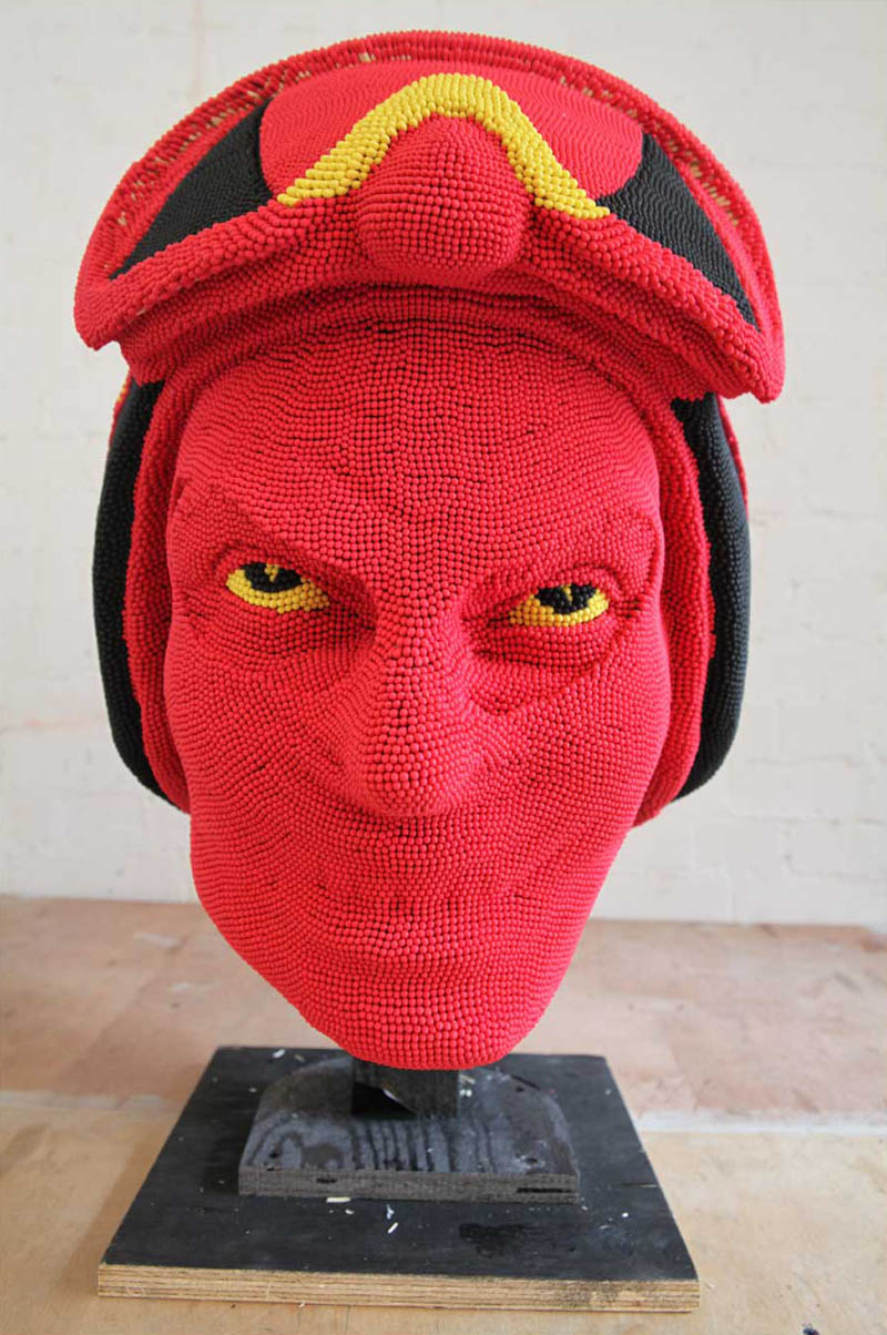 devil head sculpture made of matches set ablaze david mach 4 A Devil Sculpture Made from Matches Gets Set Ablaze