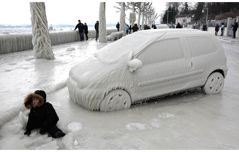 frozen ice car geneva switzerland The Top 50 Pictures of the Day for 2012