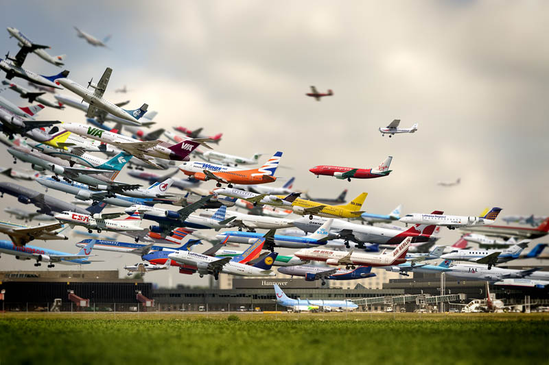 multiple exposure airplane take off hannover airport ho yeol ryu Picture of the Day: Striking Artistry of Multiple Takeoffs at Hannover Airport