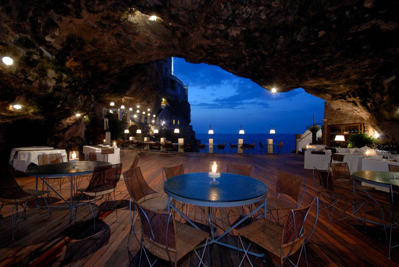 restaurant inside a cave cavern itlay grotta palazzese 2 Helsinki Rock Church Built Inside a Giant Piece of Granite
