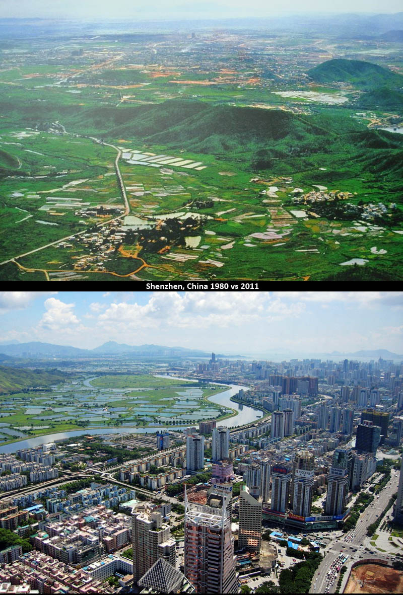 shenzhen china then and now 30 years later 1980 vs 2011 Picture of the Day: Shenzhen, China, 30 Years Later