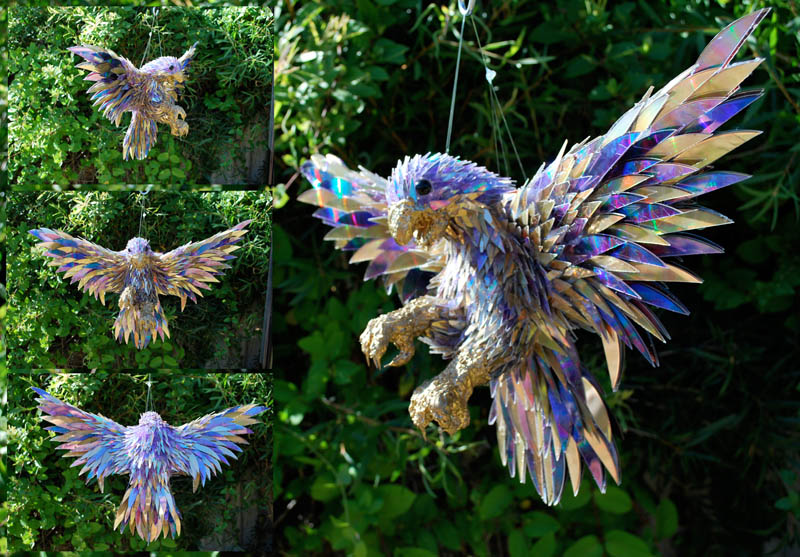 animal sculptures made from shattered cds sean avery 9 10 Amazing Animals Sculptures Made from Shattered CDs