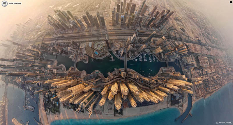 dubai uae aerial panoramic from above 1 Top Ten 360 Panoramas of Cities Around the World