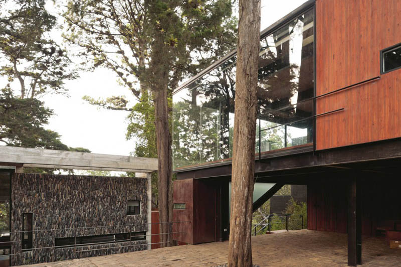 house in forest with trees growing through it 20 An Incredible Home in the Forest With Trees Growing Through It