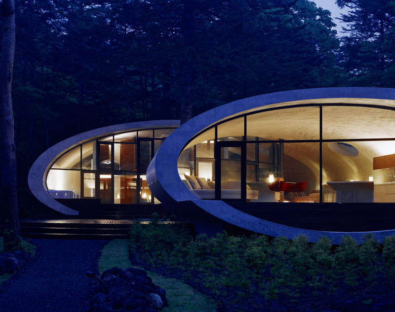 japanese oval sushi roll house villa cottage 15 An Oval Shaped Villa in the Forests of Japan