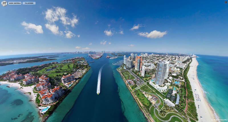 miami florida from above aerial panorama 1 Top Ten 360 Panoramas of Cities Around the World