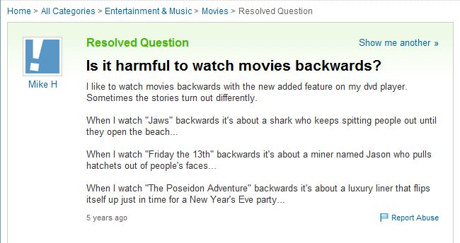 origin of if you watch jaws backwards yahoo answers 10 Movies That Would Be Better If They Were Watched Backwards