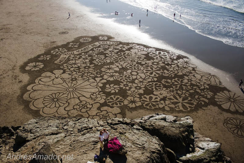 sand beach art andres amador 3 Geometric Sand Sculptures by Calvin Seibert