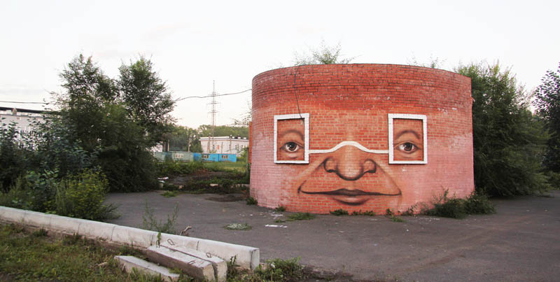 street art nikita nomerz bringing buildings to life 16 Painting Faces to Bring Buildings to Life