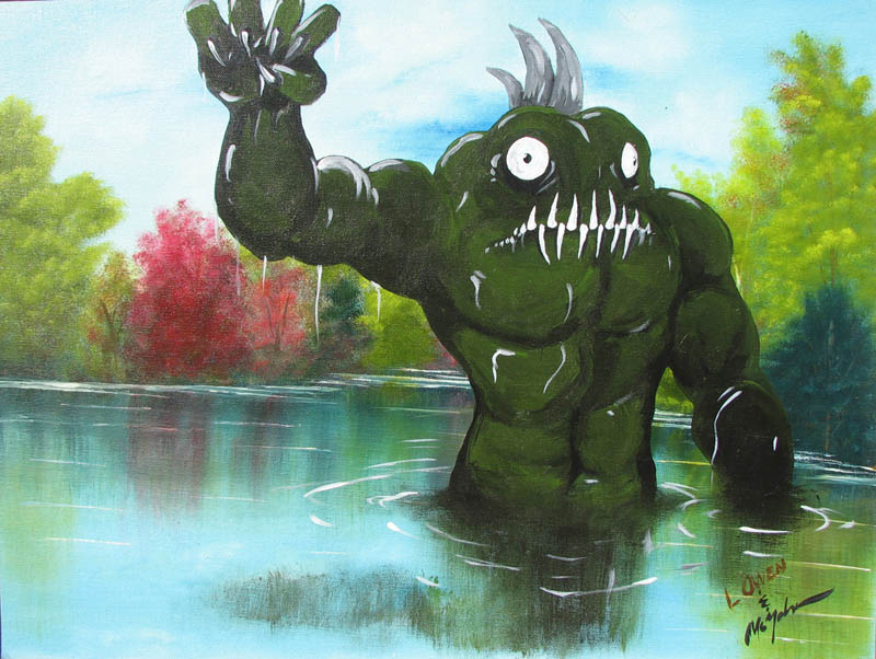 adding monsters to thrift store landscape paintings chris mcmahon 1 Adding Monsters to Thrift Store Paintings